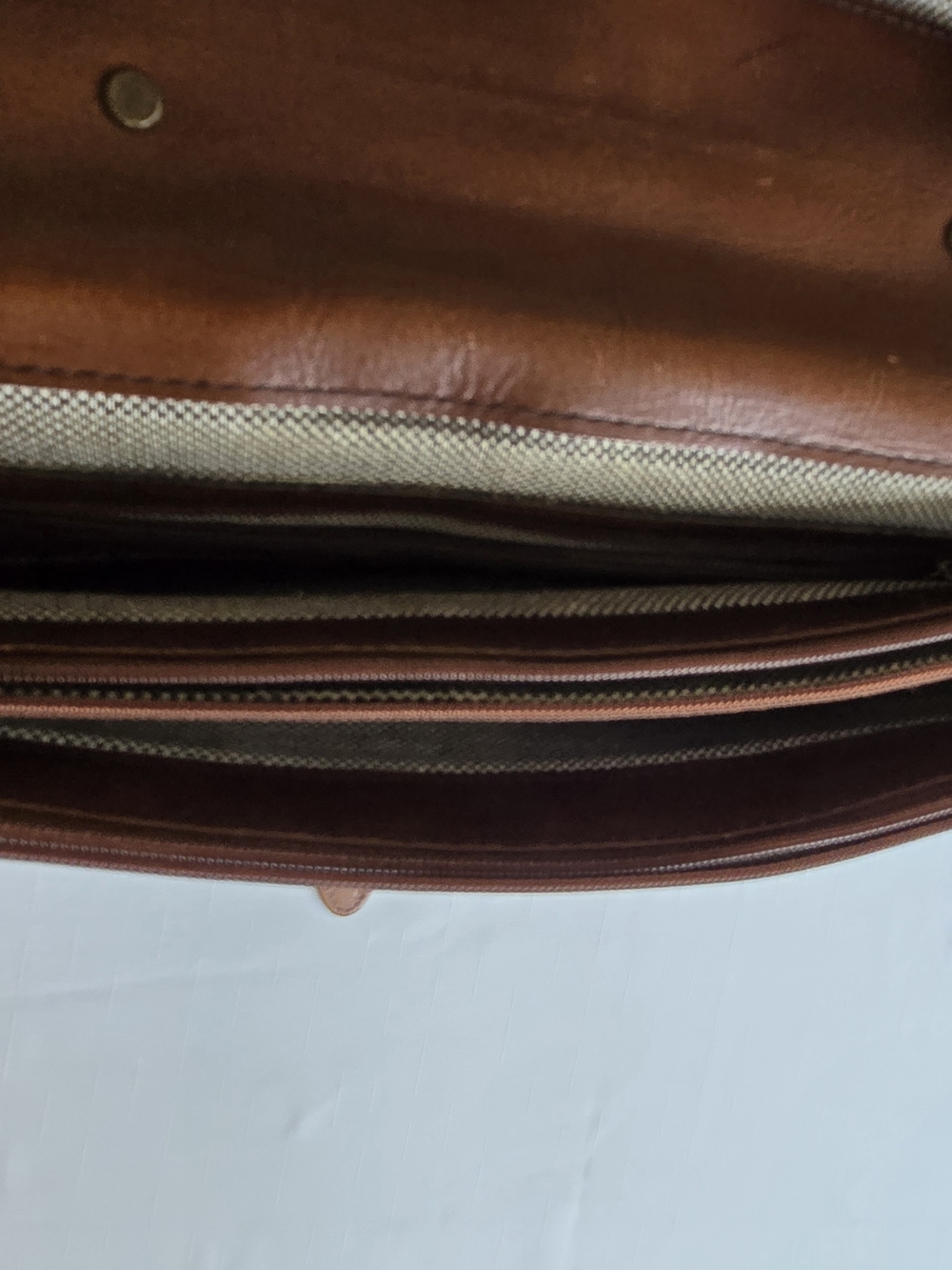 Premium Tan Leather Briefcase with Buckle Closure Office Business - Picture 6 of 9
